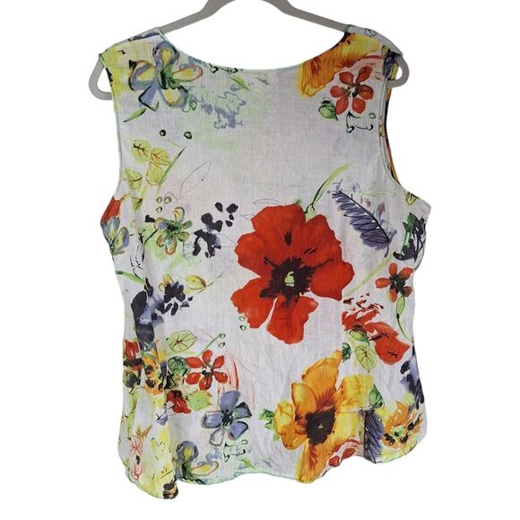 Coldwater Creek 100% Linen Floral Tank Cropped Vintage Y2K XL - Picture 4 of 6